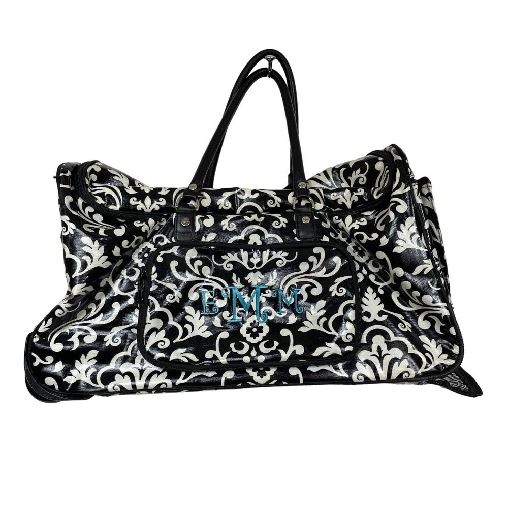 Thirty One 22" Rolling Duffle Luggage Suitcase Black Travel Weekend Handle